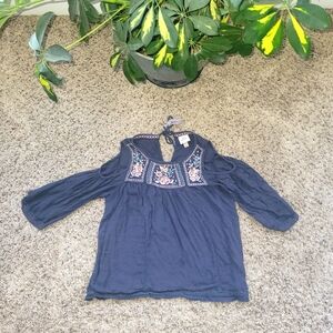 Knox Rose Cold Shoulder Boho Top Women's Sz Lg